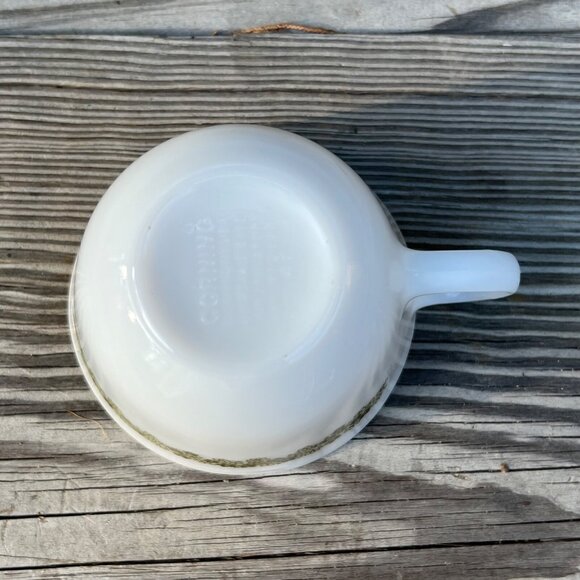 PYREX Crazy Daisy Green Spring Blossom White Milk Glass Cup Mug Vintage Corning - Picture 4 of 6